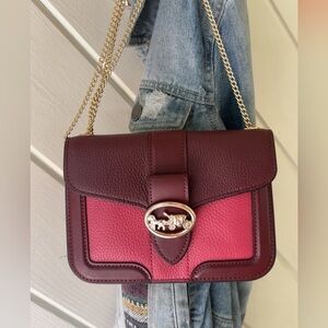 COACH NWOT Georgie Crossbody Oxblood & Wine Leather Mini Clutch Bag 7287